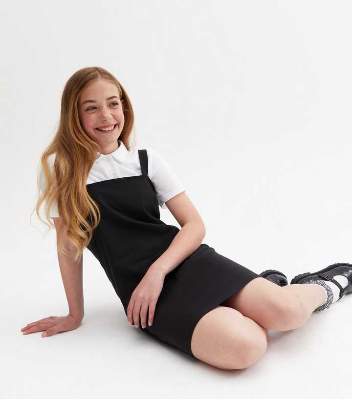 Girls Black 2 in 1 Pinafore School Dress | New Look