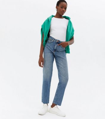 Tall Blue Raw Hem Anica Straight Leg 