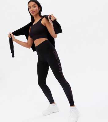 ONLY PLAY Black High Waist Logo Sports Leggings