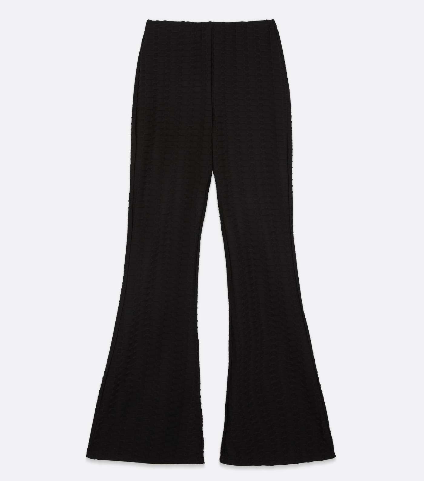 Black Textured Flared Trousers Image 5