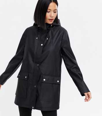 Black Hooded Double Pocket Anorak