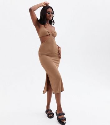 Light Brown Triangle Cut Out Midi Beach 