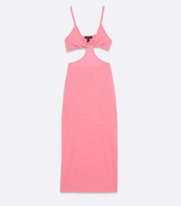 Click to view product details and reviews for Bright Pink Triangle Cut Out Midi Beach Dress New Look.