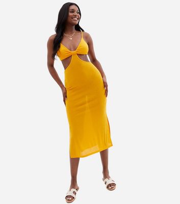 Orange Triangle Cut Out Midi Beach 