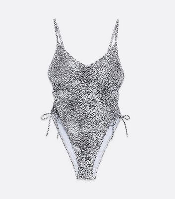 Click to view product details and reviews for Black Animal Print Ruched Tie Side Swimsuit New Look.