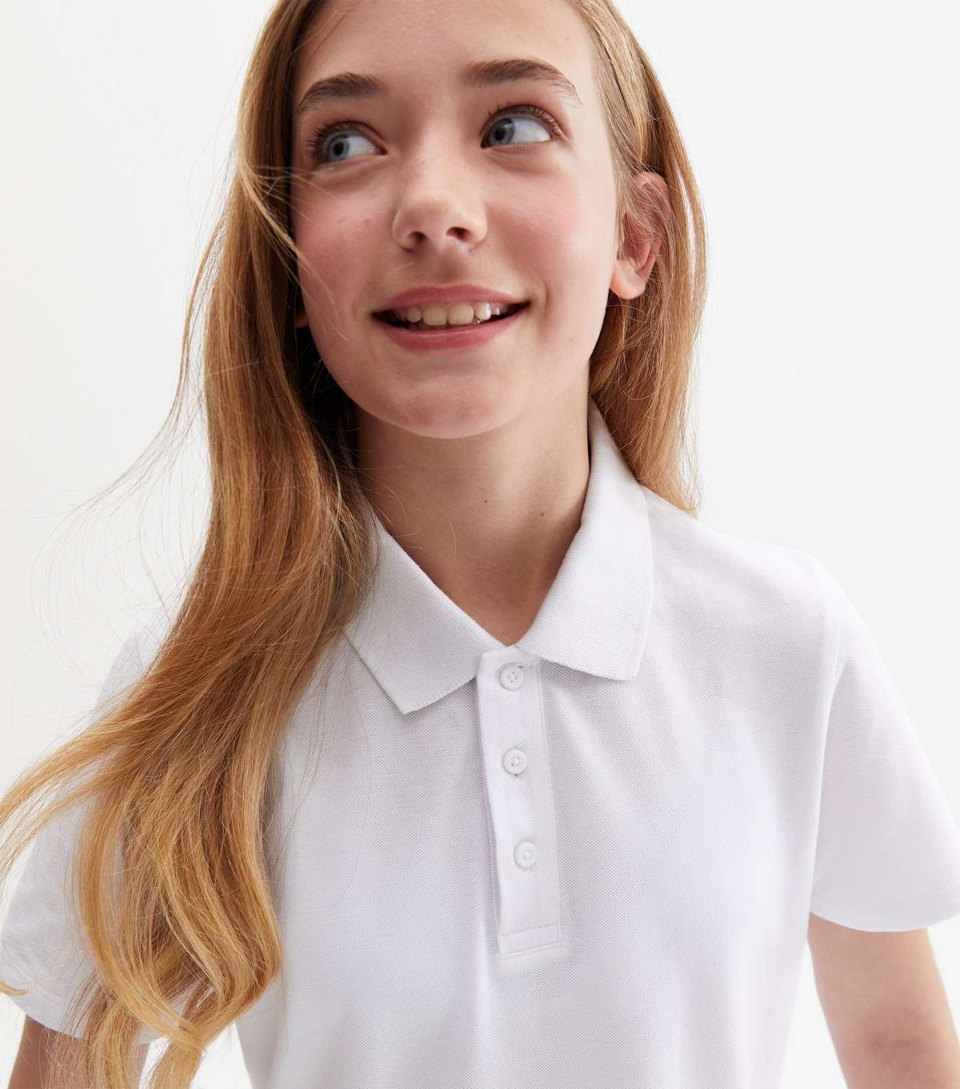Girls 2 Pack White Unisex Short Sleeve School Polo Shirts Image 2
