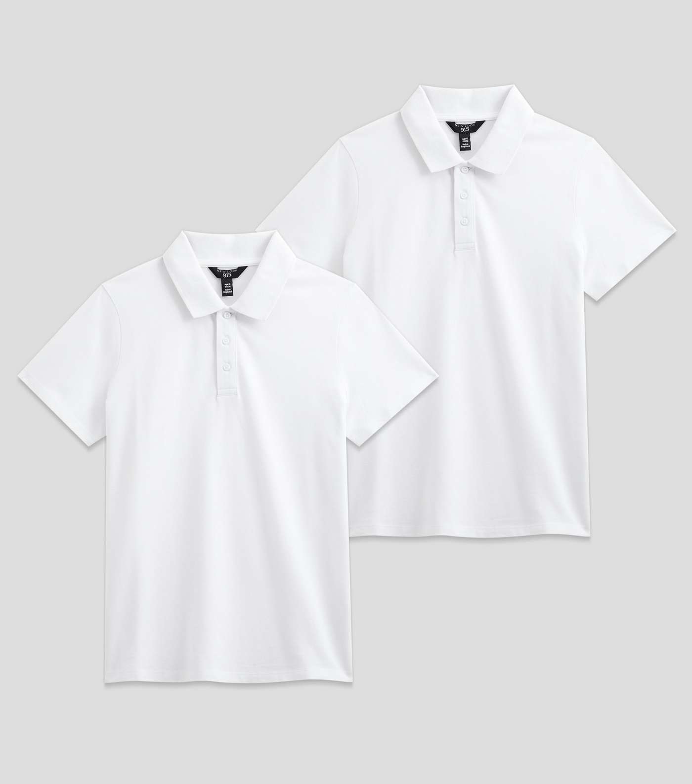 Girls 2 Pack White Unisex Short Sleeve School Polo Shirts Image 8
