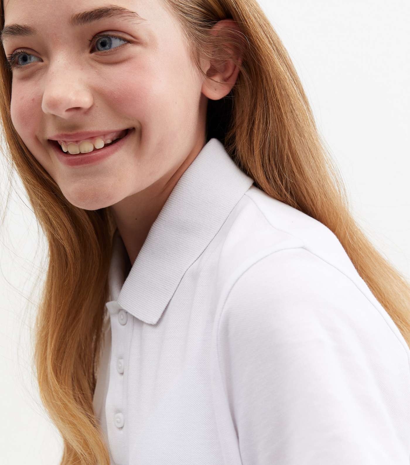 Girls 3 Pack White Piqué School Polo Shirts Image 7