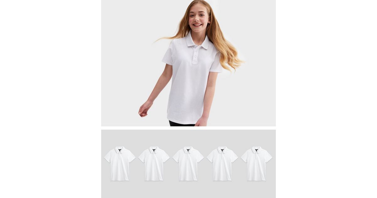 girls white school polo shirts