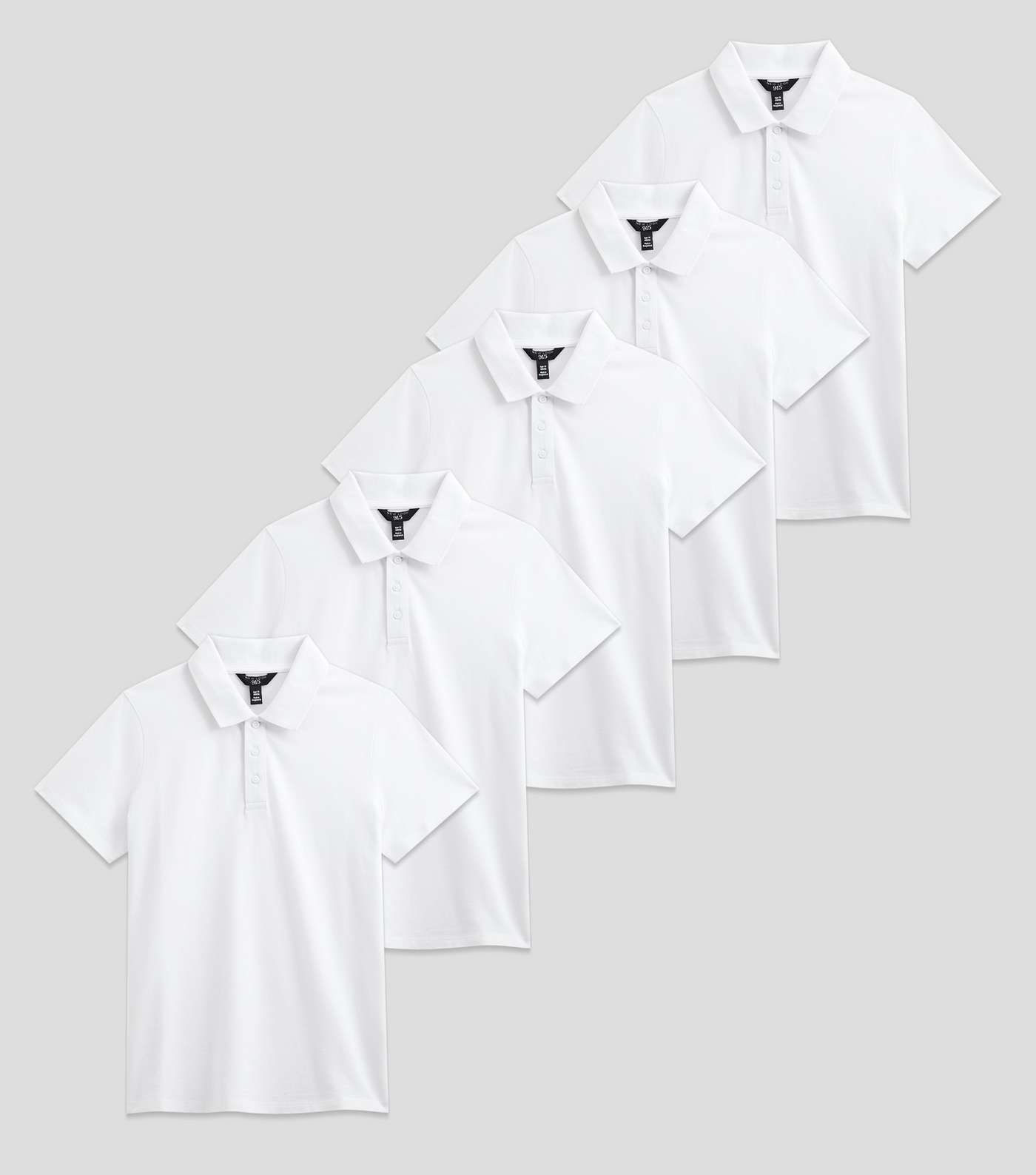 Girls 5 Pack White Piqué School Polo Shirts Image 8