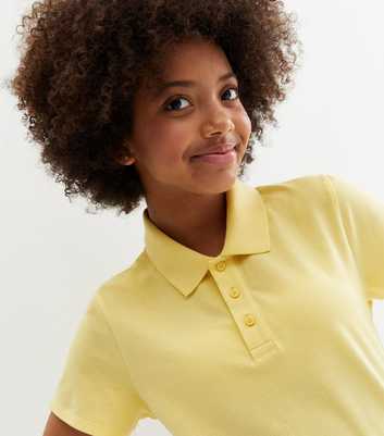 Girls Yellow Collared Short Sleeve School Polo Shirt