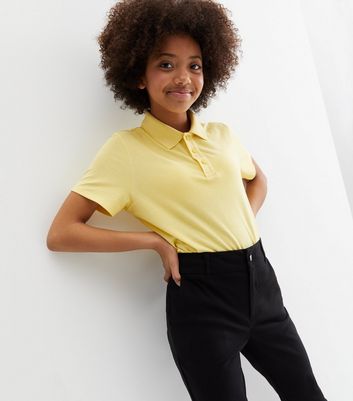 Girls Yellow Collared Short Sleeve School Polo Shirt New Look