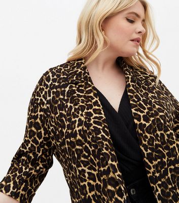 leopard long blazer