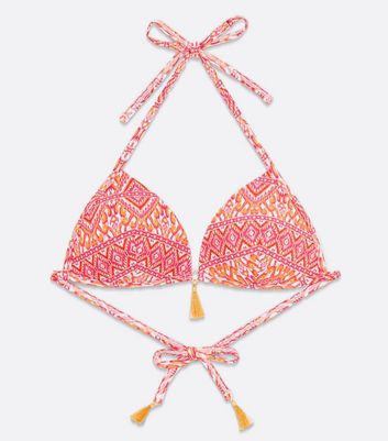 Pink Metallic Geometric Moulded Triangle Bikini Top New Look