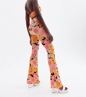 Psychedelic Tall Orange Floral Flared 