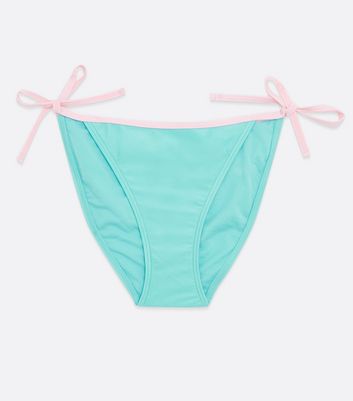 Click to view product details and reviews for Turquoise Contrast Tie Side Bikini Bottoms New Look.