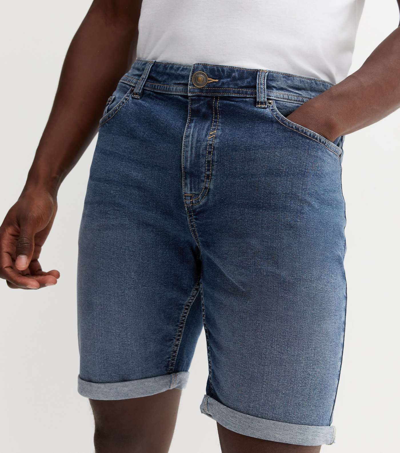 Blue Denim Slim Fit Shorts Image 3