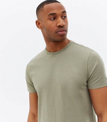 Olive Short Sleeve Long T-Shirt | New Look