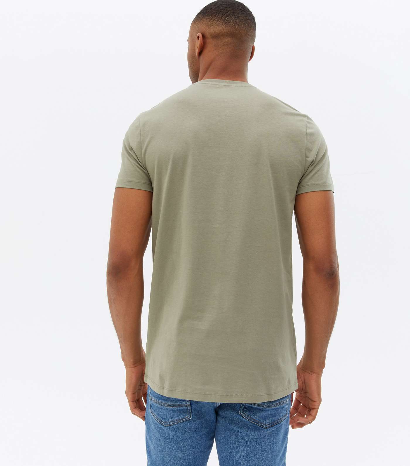 Olive Short Sleeve Long T-Shirt Image 4