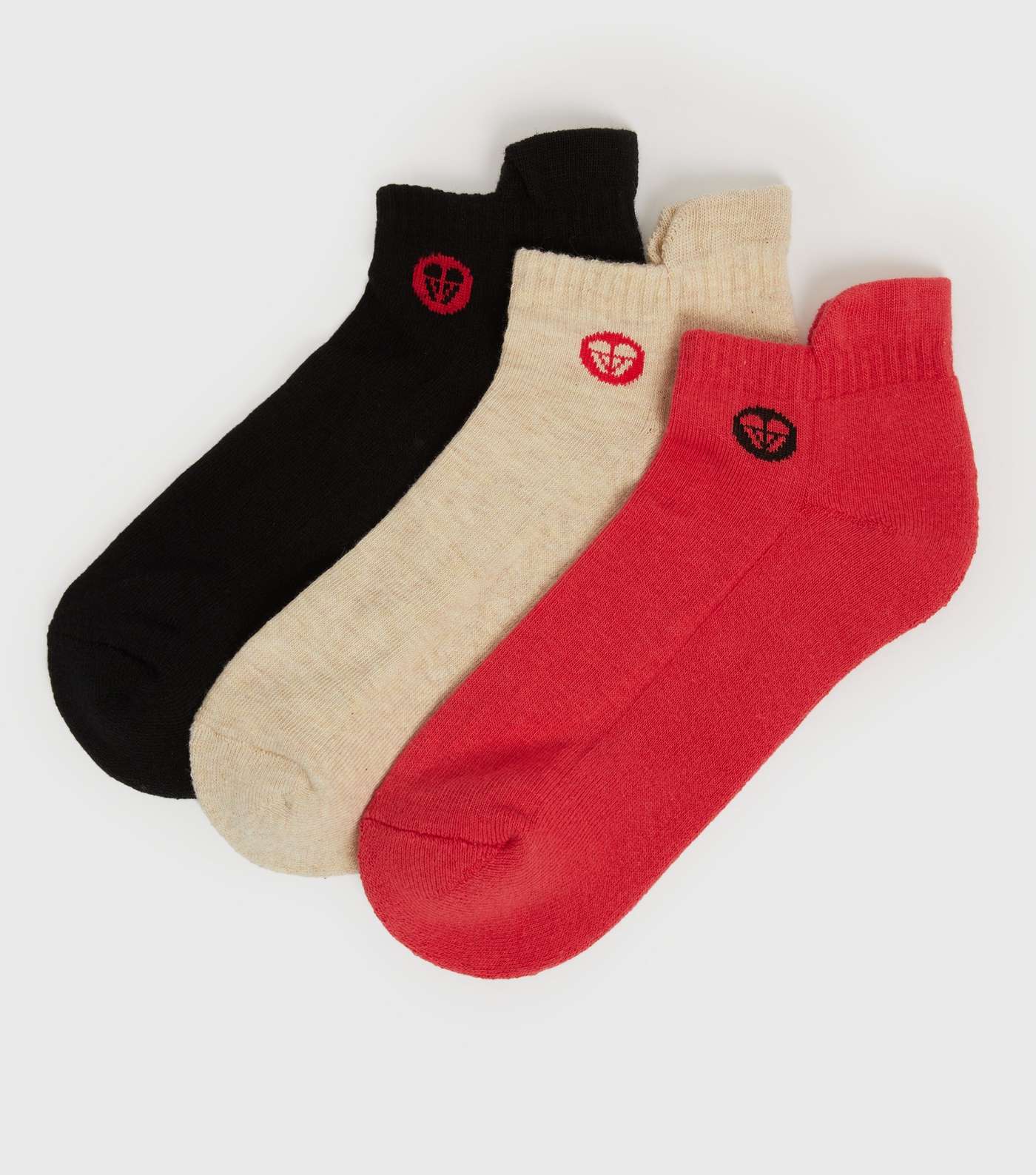3 Pack Red Cream and Black Sports Socks