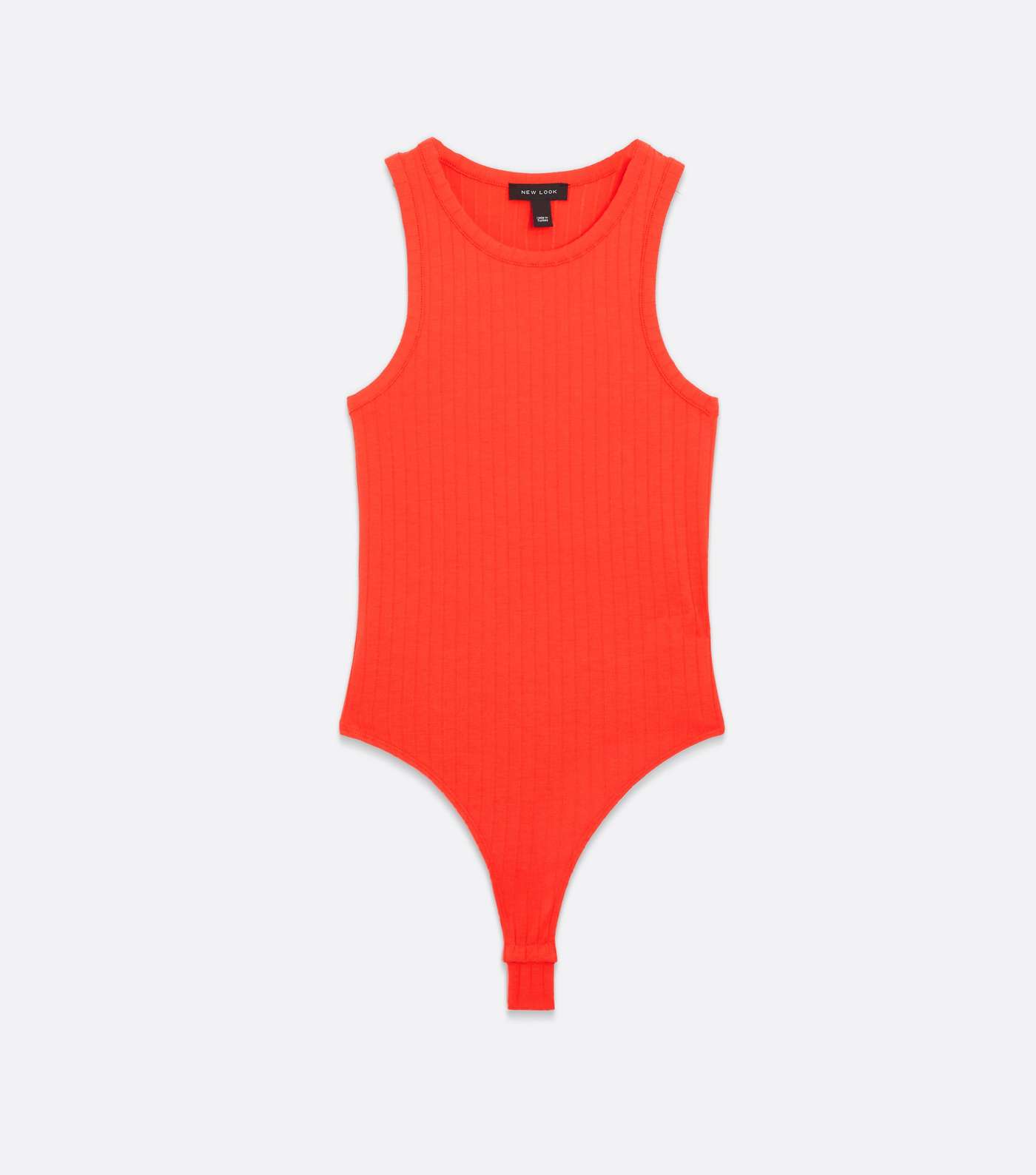 Bright Orange Ribbed Racer Bodysuit Image 5
