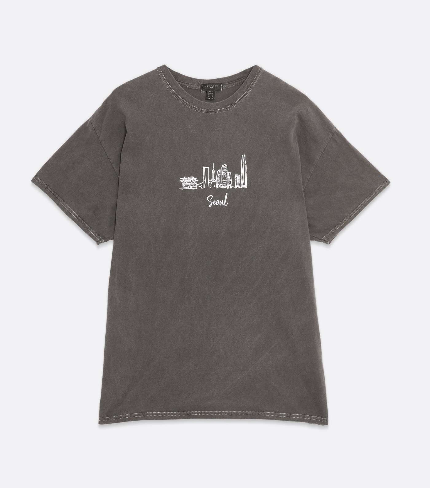 Dark Grey Overdyed Seoul Logo T-Shirt Image 5