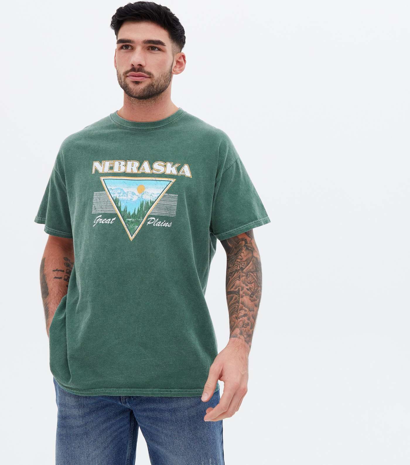 Dark Green Overdyed Nebraska Logo T-Shirt
