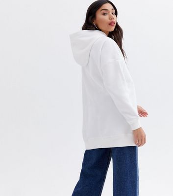 White Beverly Hills Oversized Logo Hoodie New Look