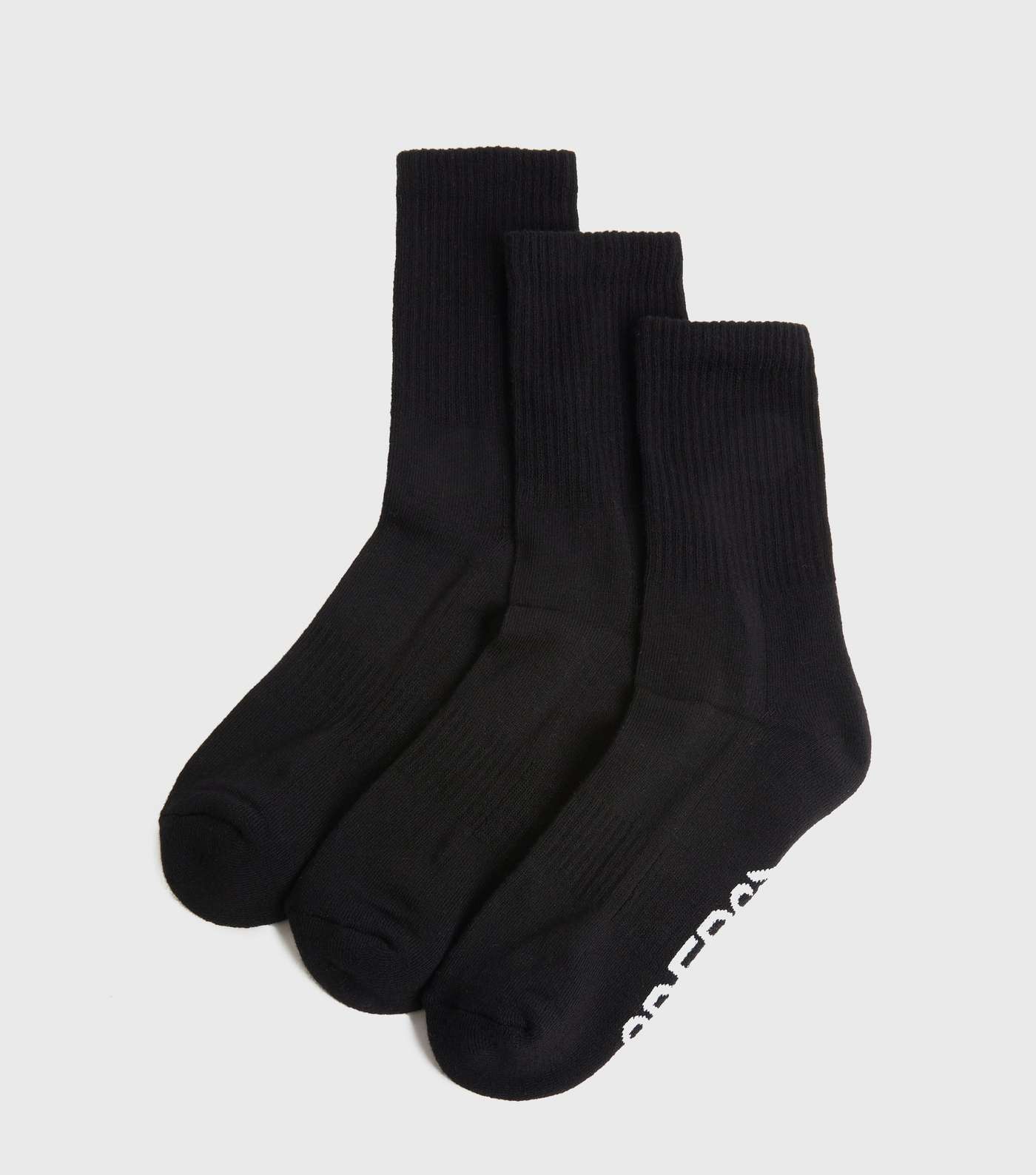 20 Reps 3 Pack Black Ribbed Logo Socks