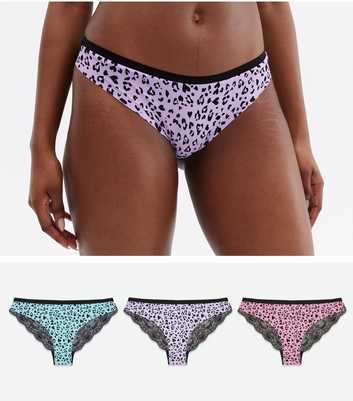 Turquoise Lilac and Pink Lace Back Brazilian Briefs