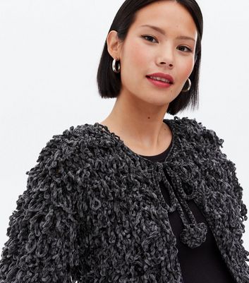 New look clearance black shaggy cardigan