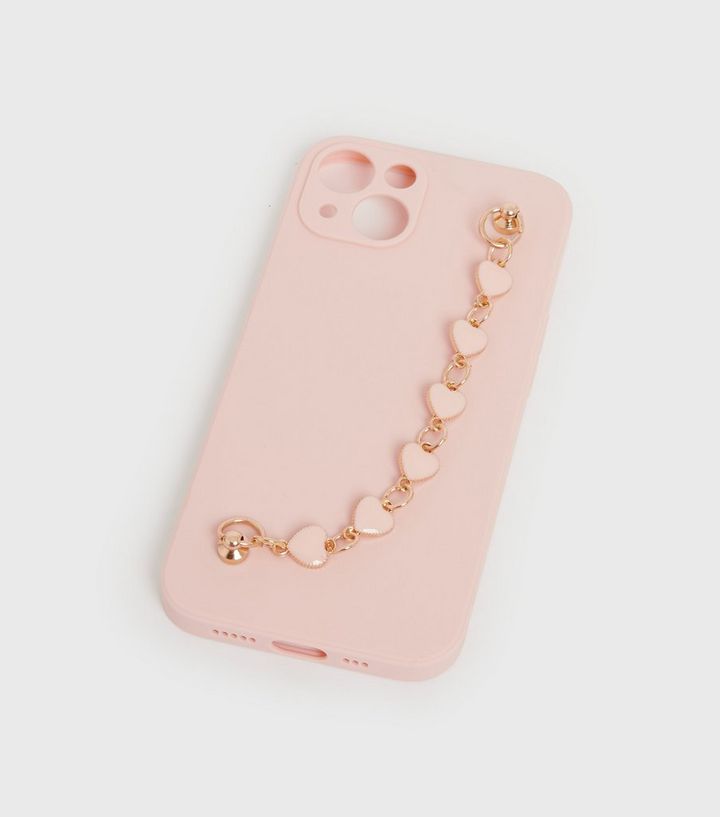 Pink Heart Chain Phone Case For Iphone 13 New Look Pink Heart Chain Phone Case For Iphone 13 New Look