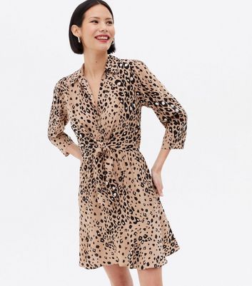 leopard print mini shirt dress