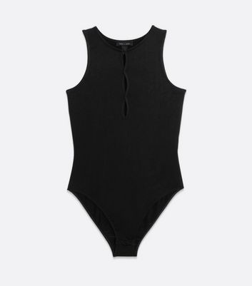 Black Cut Out Sleeveless Bodysuit New Look