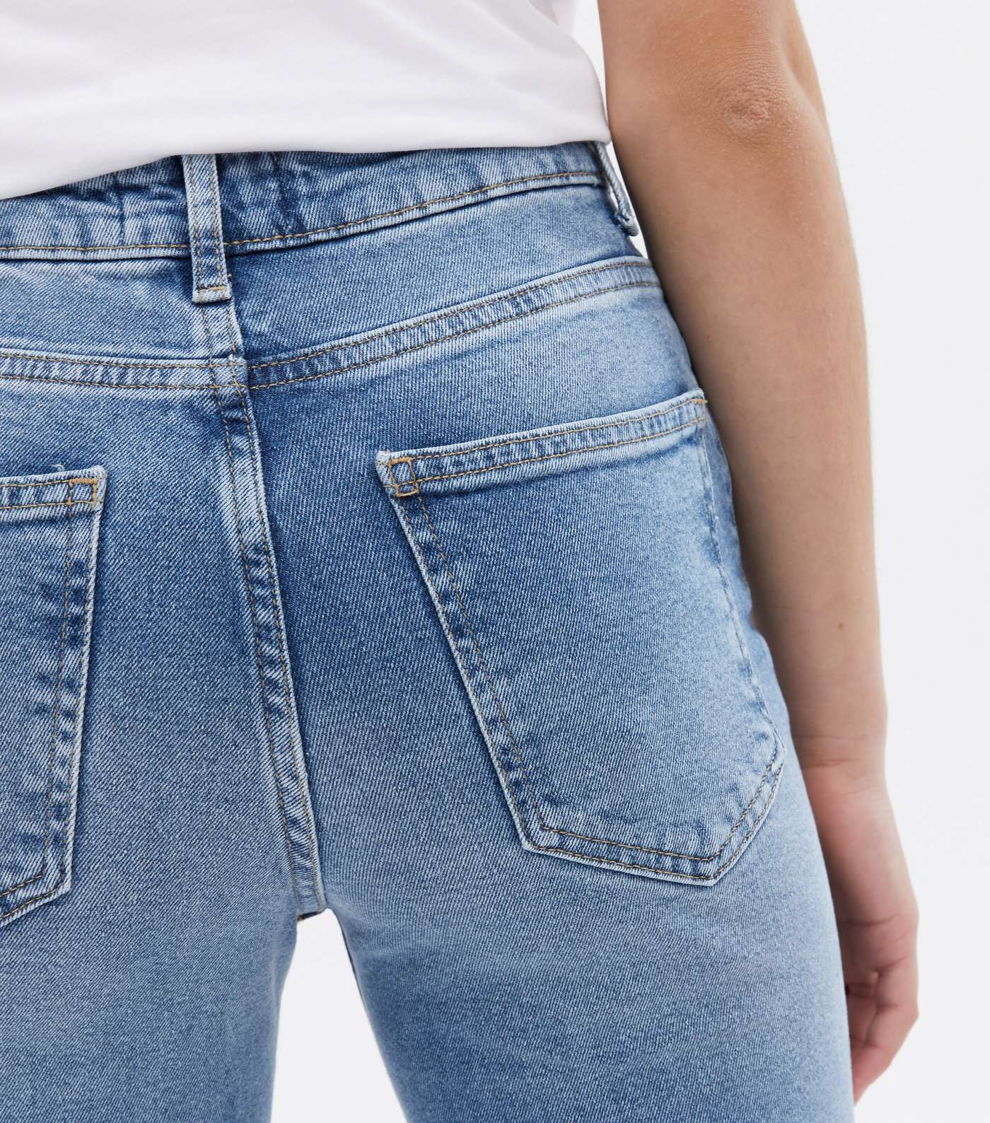 Girls Pale Blue Ripped Slim Fit Tori Mom Jeans Image 3