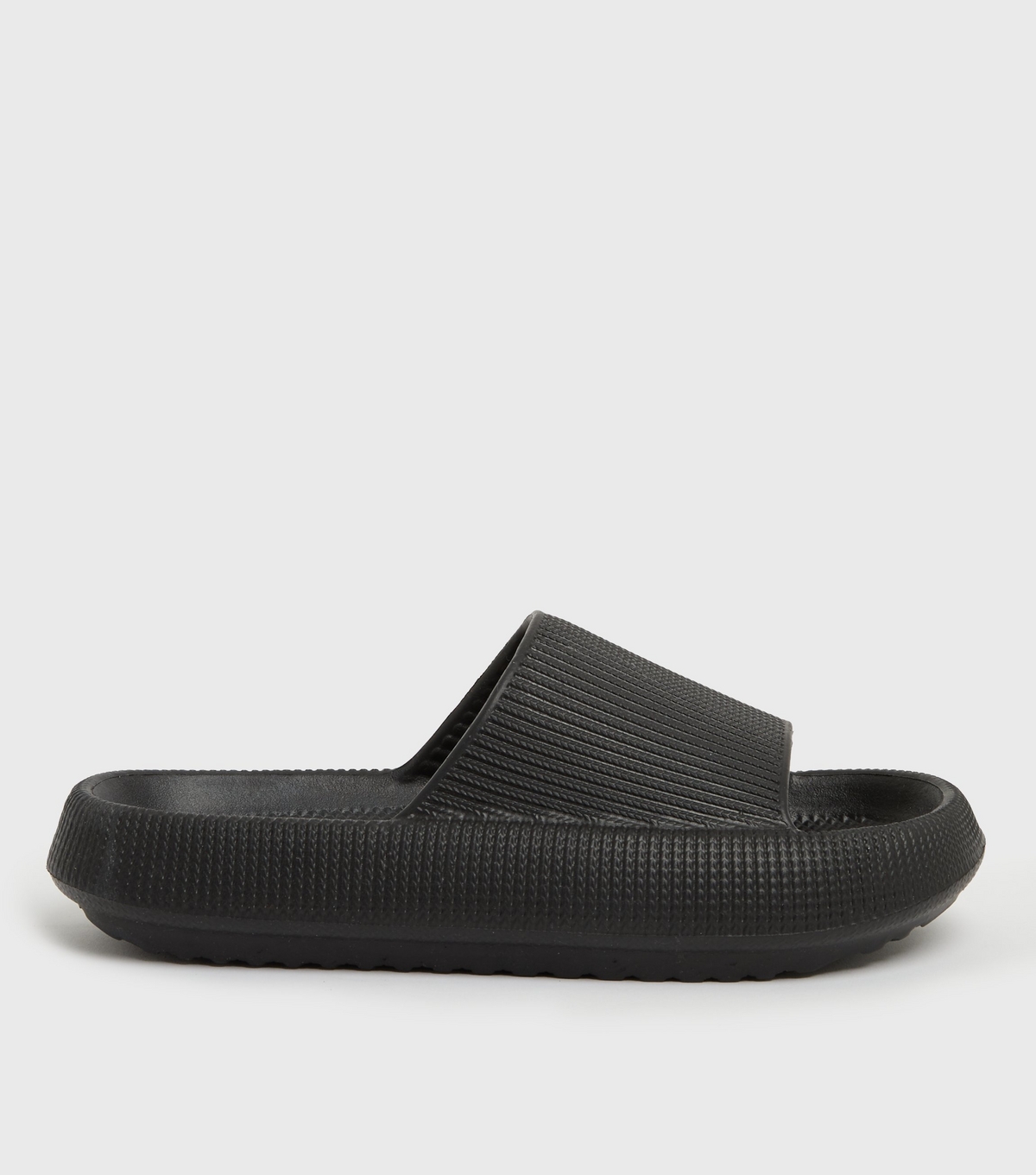 Women's Black Textured Chunky Sliders Vegan New Look