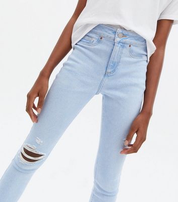 Teenager Bekleidung für Mädchen Girls Pale Blue Ripped High Waist Hallie Super Skinny Jeans