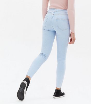 Girls Pale Blue Bleach High Waist 