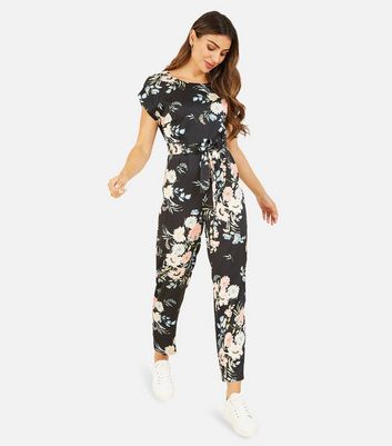 New look best sale black floral jumpsuit