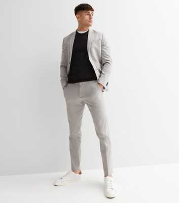 Pale Grey Skinny Suit Trousers