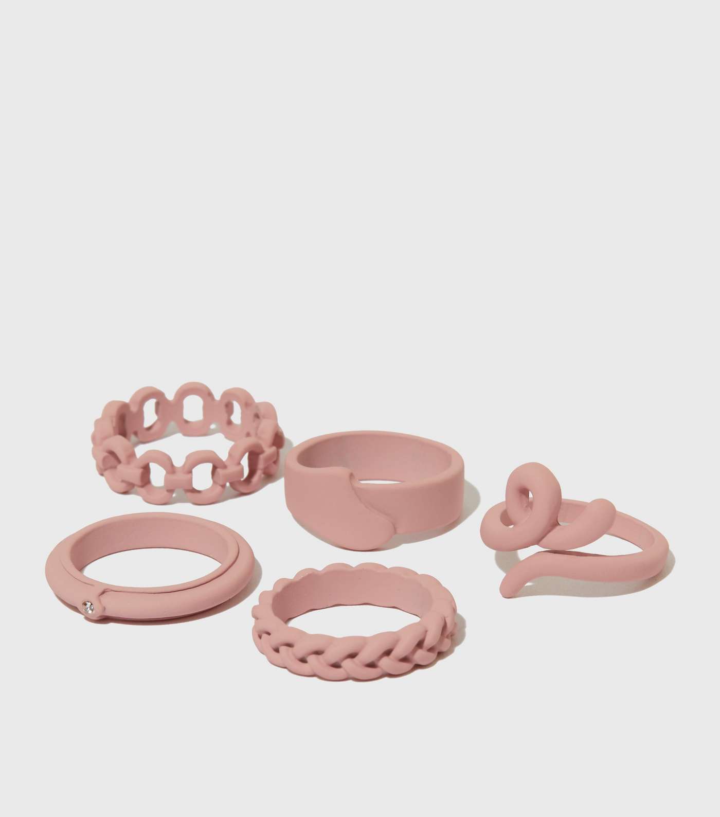 5 Pack Pink Matte Coated Rings Image 2