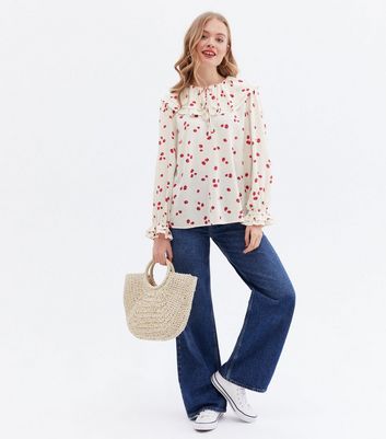 Click to view product details and reviews for Off White Strawberry Frill Collar Blouse New Look.