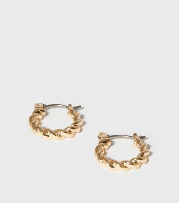 Damen Accessoires Gold Ribbed Mini Hoop Earrings
