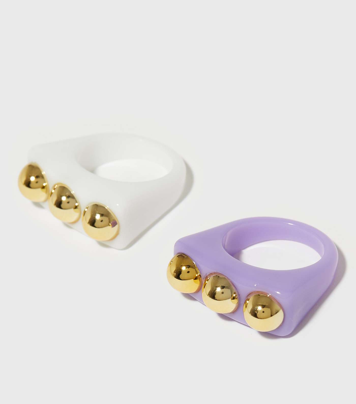 2 Pack Lilac and White Stud Rings