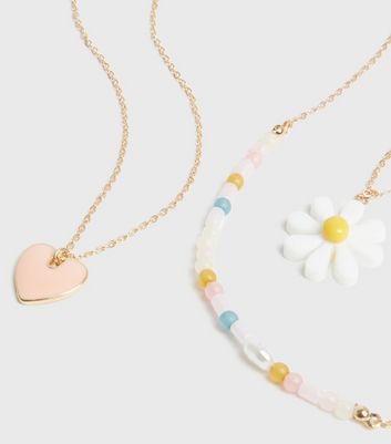 Damen Accessoires Daisy Chain Gold Heart Layered Necklace
