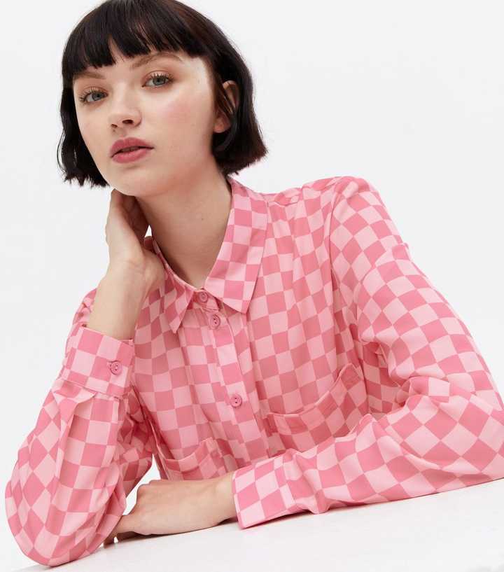 checkered pink shirt