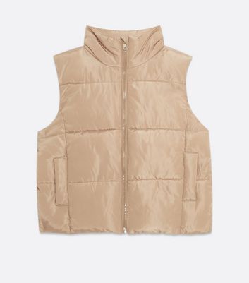 Camel Crop High Neck Boxy Gilet New Look