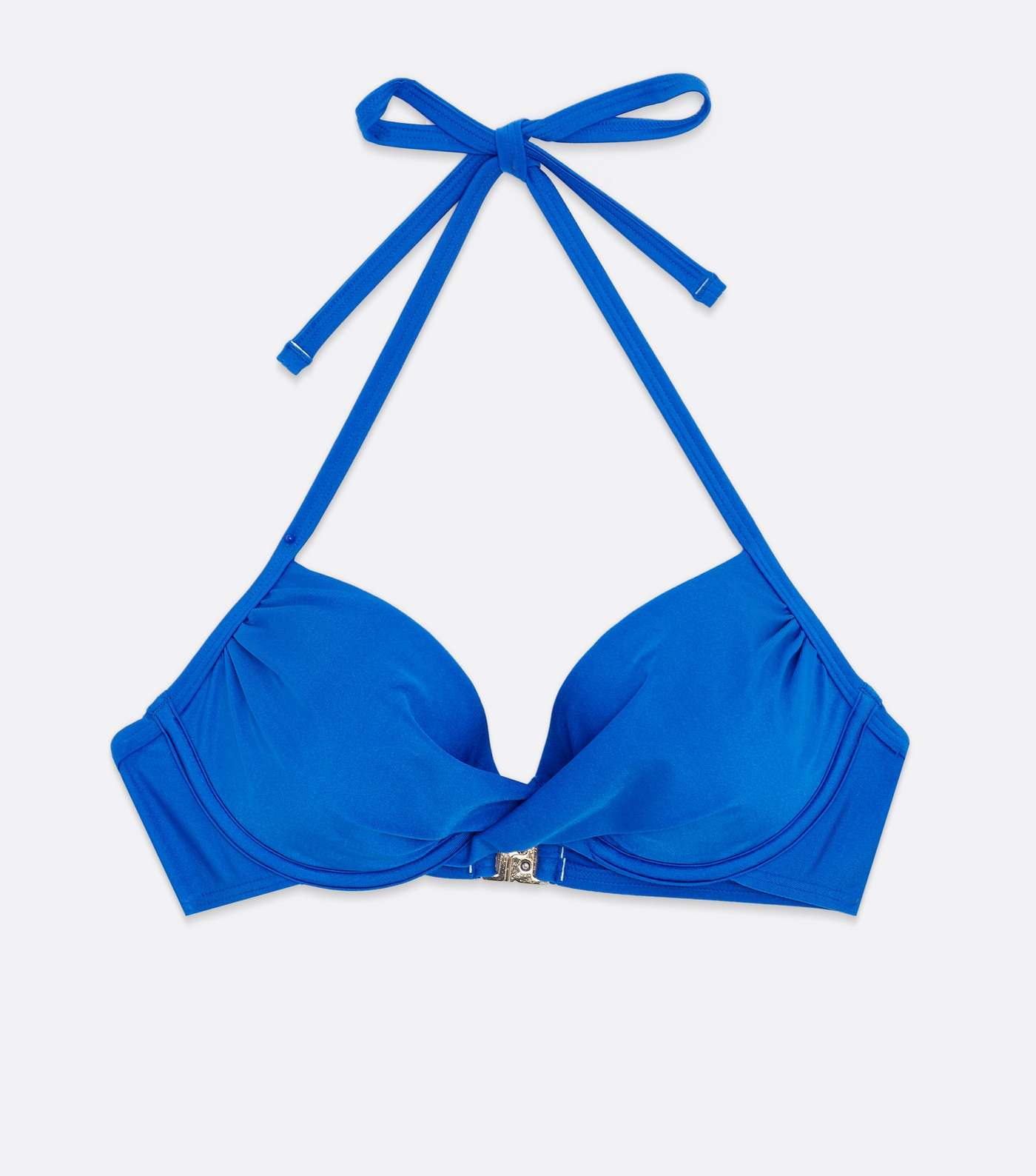 Bright Blue Cross Front Underwired Bikini Top Image 5