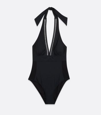 Black Plunge Illusion Lift & Shape Swimsuit New Look