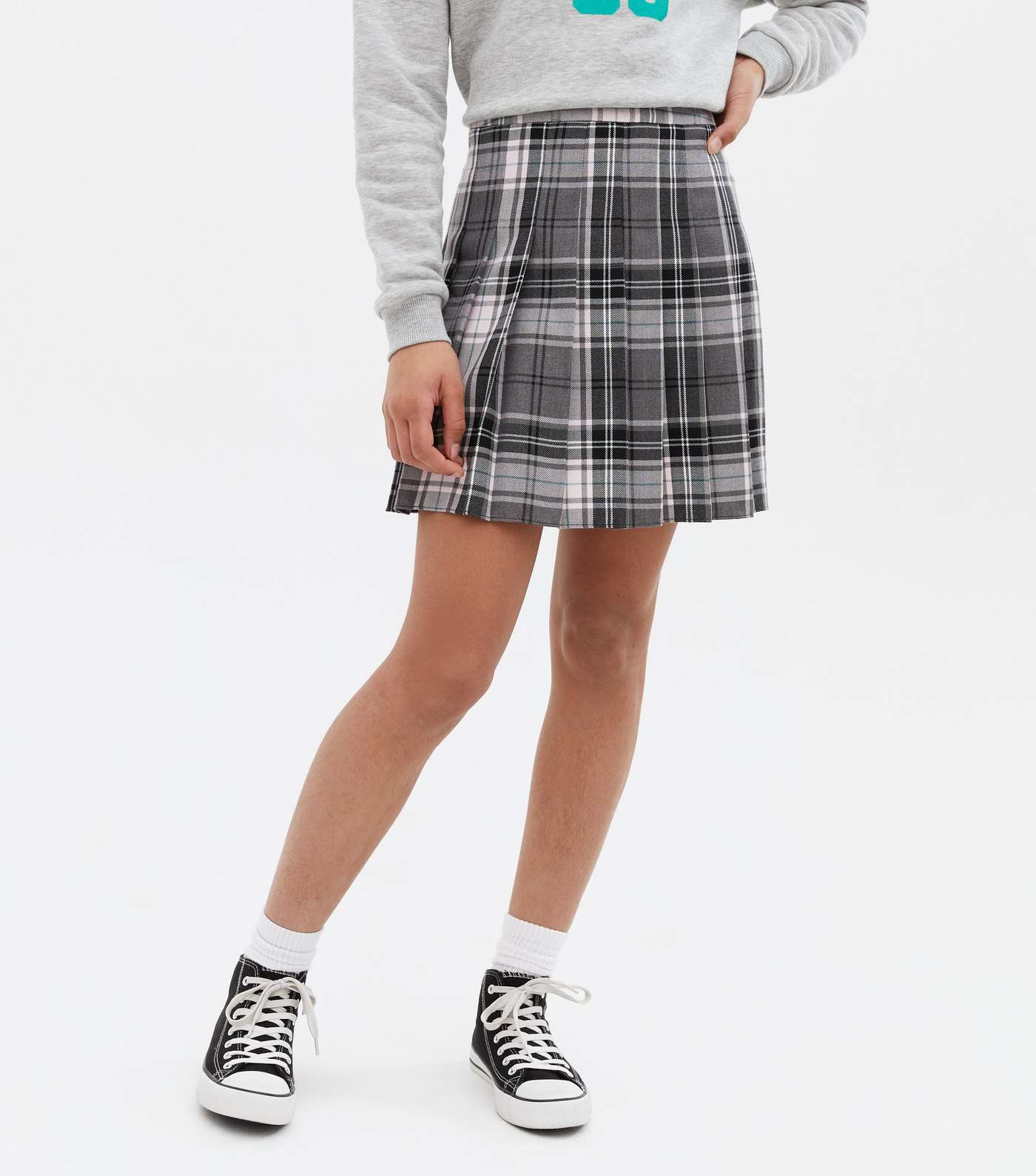 Girls Pink Check Pleated Tennis Skirt Image 2